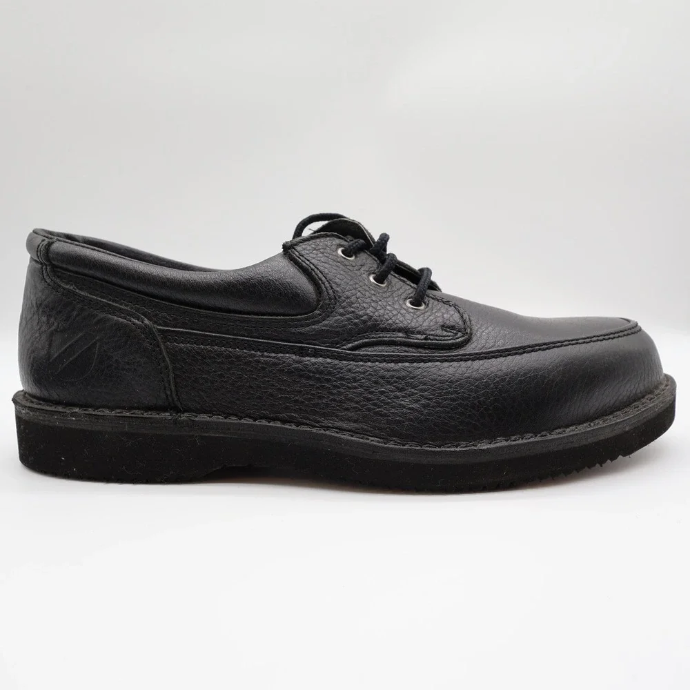 Rucks Work Shoes Mens 10 Black Leather Vintage Steel Toe Oxford W4570 NOS